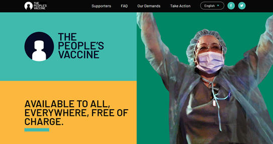 https://peoplesvaccine.org/: Coalition of 80+ organisations demanding that COVID-19 vaccines, treatments & tests be freely available to everyone, everywhere. #PeoplesVaccine