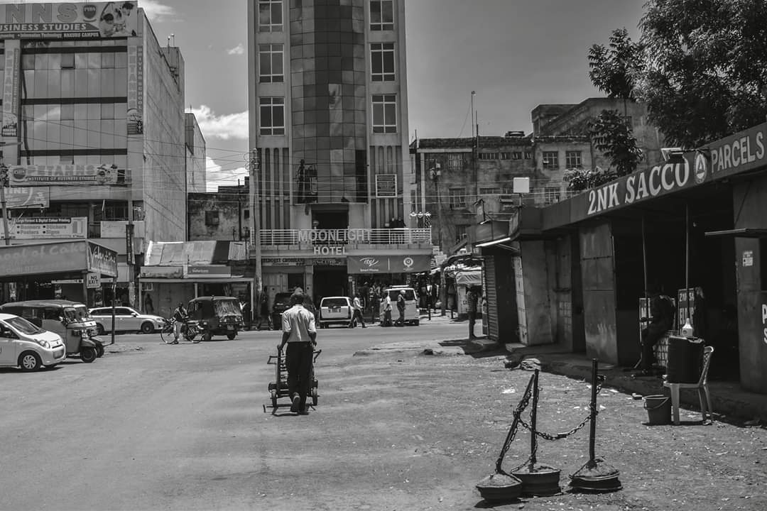 Lege straten in Nakuru, Kenia